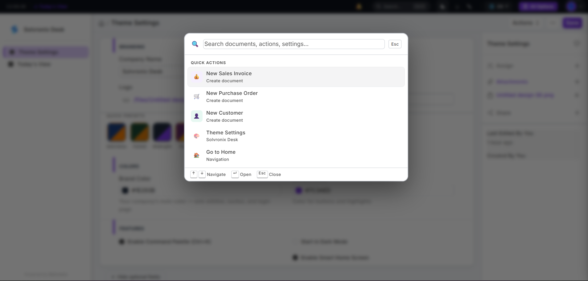 Command Palette with Quick Actions
