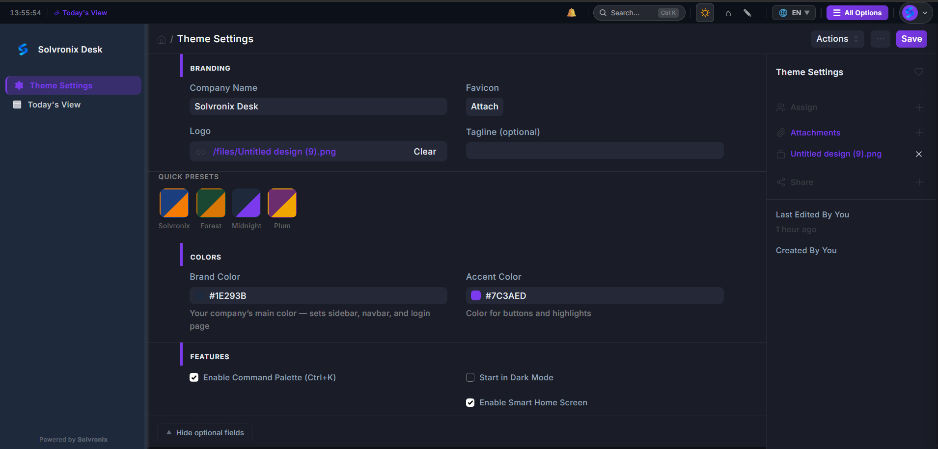Theme Settings — Branding Section